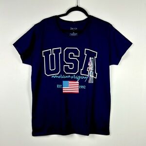 USA AMERICAN ORIGINAL EST 1992 T SHIRT NWT SZ XL RED WHITE BLUE 100% Cotton